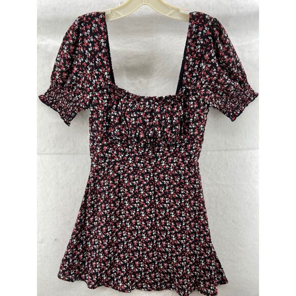 Row A Dress Women's Medi Floral Smocked Skirt Off‎ Shoulder Puff Sleeves NWT - Picture 1 of 9